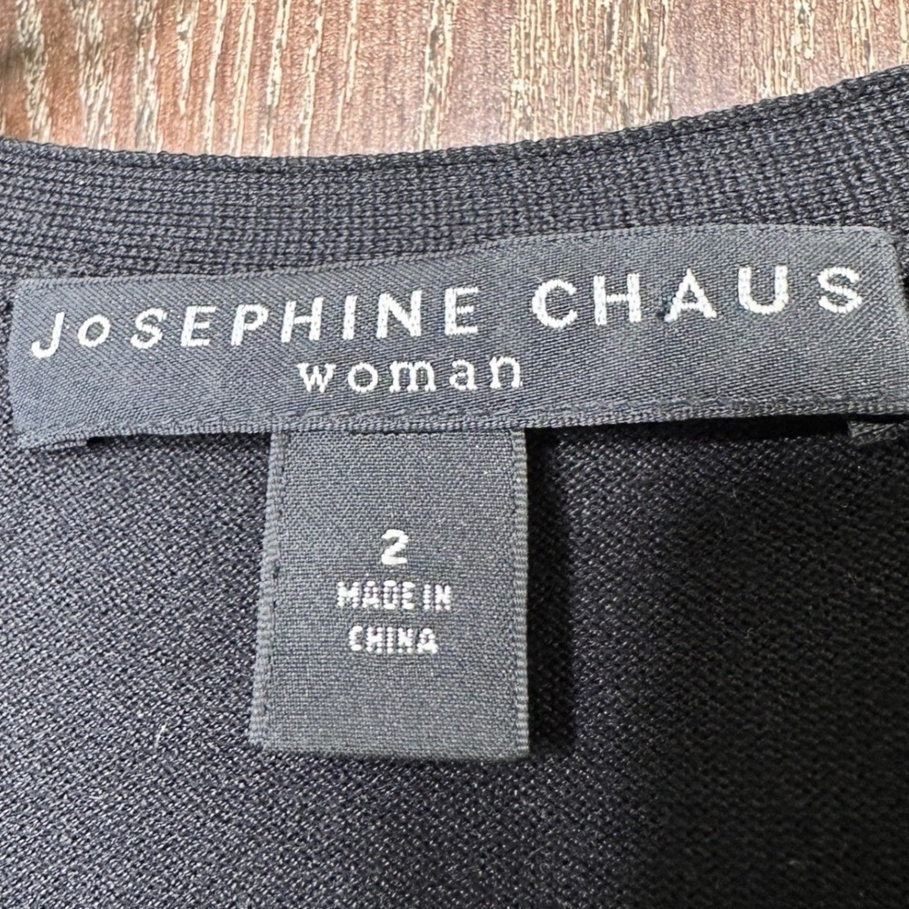 Josephine Chaus Woman Black Silk Blend V-Neck Button Front Cardigan Sweater Sz 2 - Picture 6 of 7